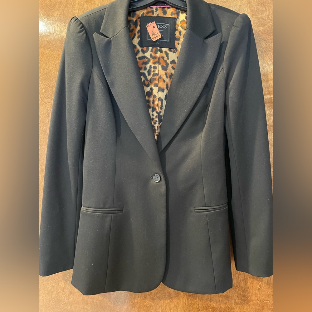 Guess Black Suit Jacket, Leopard Interior